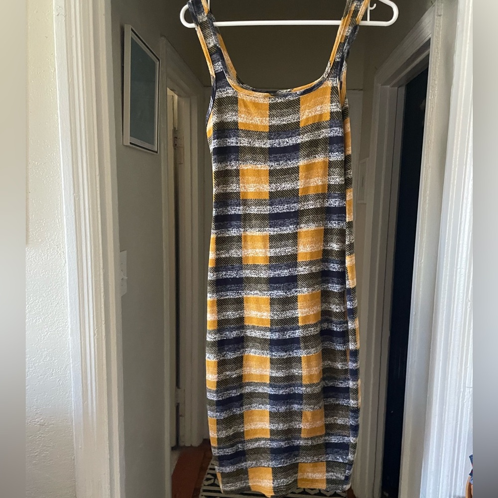 January 7 Yellow and Blue Sleeveless Sundress